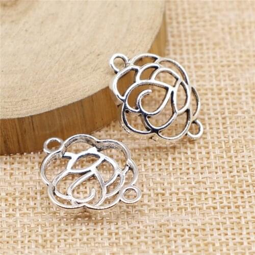 WYSIWYG 10pcs 23x19mm Flower Connector Charms For Bracelet Making Flower Charms Hollow Connector Hollow Flower Connctor Charms