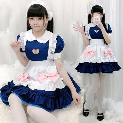 Japanese Anime Cosplay Costume Vestidos Lolita Dresses for Women French Maid Dress Sexy Maid Uniform Outfit with Headwear