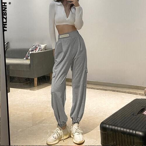 YHLZBNH Woman Loose Sweatpants Femme Joggers Grey High Waist Pants Comfort Simple Basic Casual Trousers 2020 Korean Sporty Style