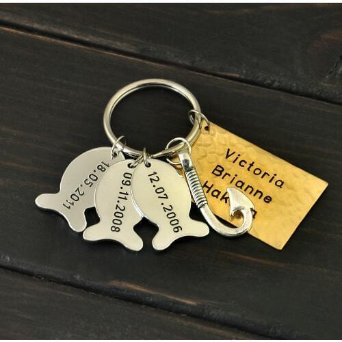 Fishing Keychain, Gift for Dad, Personalized Fish Keychain, Fathers Day Keychain