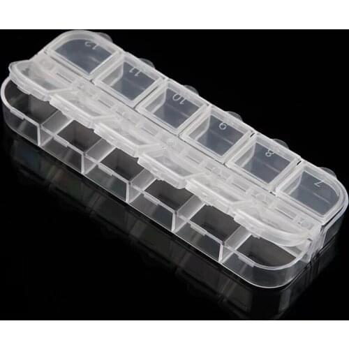 12 grids Clear Empty Plastic Storage Case Nail Art Decorations Rhinestone Beads Rivet Jewelry Box Container Manicure Accessory