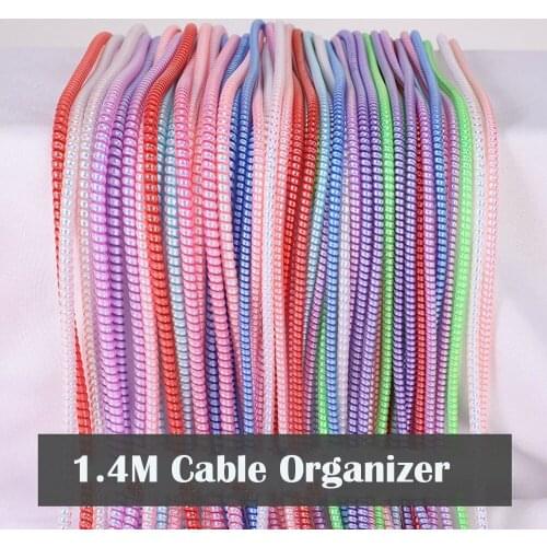 2pcs 1.1/1.4M Spiral USB Charger Cable Cord Protector Desk Set Wire Data Line Holder Stationary Line Fixer Winder Wrap Cord
