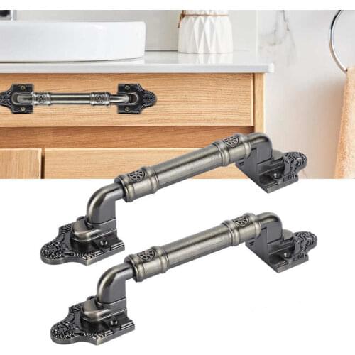 2Pcs Vintage Door Handle Wardrobe Drawer Cabinet Pull European Style Bronze Color