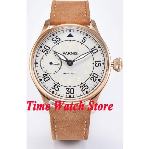 44mm Parnis classic mens watch 678 Gold case luminous 6497 hand winding movement