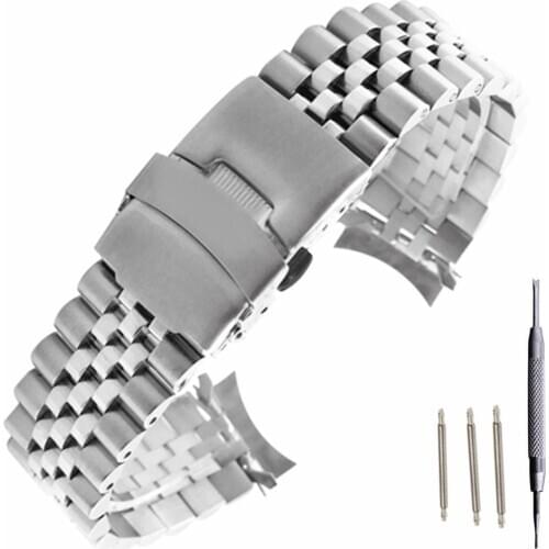20mm 22mm Stainless Steel Watch Band Bracelets Curved end Replacement For Seiko SKX007 SKX009 SKX011 And Tool