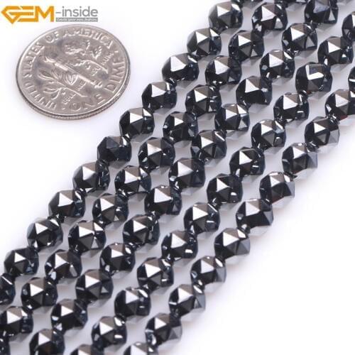 Gem-inside Natural AAA Grade Faceted Black Shine Terahertz Beads For Jewelry Making Beads 15" DIY Jewellery Christmas Gift