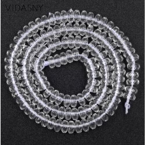 4*6mm Natural Stone Faceted Clear Quartz White Crystal Rondelle Beads for Jewelry Making Wheel beads Diy Bracelets Jewellery 15"