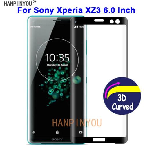 For Sony Xperia XZ3 6.0" 9H Hardness 3D Full Cover Slim Toughened Curved Tempered Glass Film Screen Protector Guard