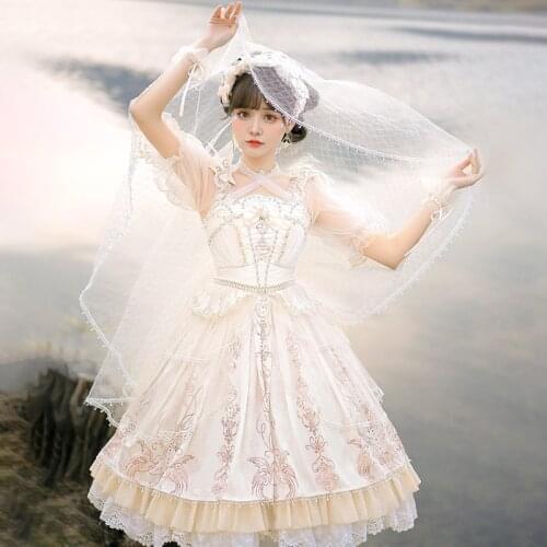 The Night Song ~ Elegant Lolita Wedding Dress Printed JSK Dress by YLF
