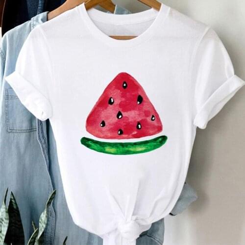 Women T-shirts watermelon Short Sleeve Summer Fall Ladies Print Lady Womens Top Shirt Girl Tee T-Shirt woman Graphic T-shirt