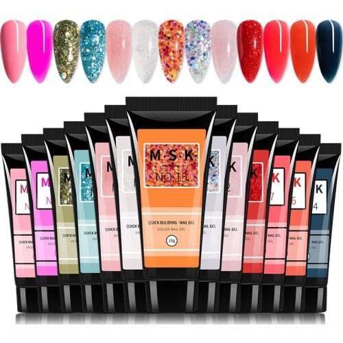 MSK Color Lead 15g Design Poly Nail Polish Finger Builder Acrylic Gel Nail Art Manicure Color Nail Extend Jelly Poly UV Gel