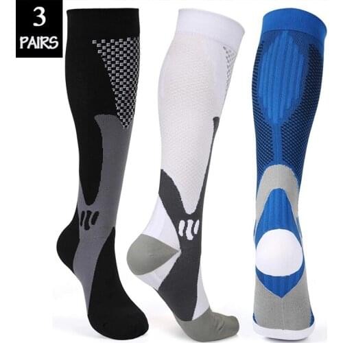 3 Pairs Nurse Compression Socks for Women & Men 20-30 mmHg Comfortable Athletic Nylon Medical Stockings Sport Football Socks