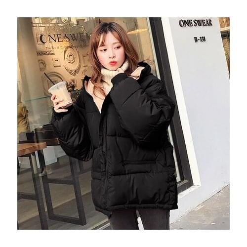 Short BF loose padded jacket women winter Harajuku style thick chic small padded jacket Korean coat bread suit winter coat women