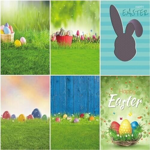 Beautiful Green Grass and Cute Rabbit Easter Backdrop Photography Background Baby Shower Celebration Photo Booth Studio Decor