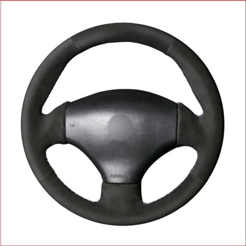 MEWANT Soft Durable Black Suede Car Steering Wheel Covers for Peugeot 206 1998-2005 206 SW 2003-2005 206 CC 2004 2005