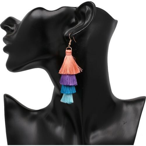 New Design Fashion Long Tassel Earrings Bohemian Wedding Jewelry Statement Hot Sale Dangle Drop Earring for Women DANKAISHI