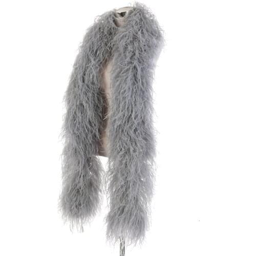 Dyed Gray Natural Ostrich Feather Boa/Shawl Beautiful Ostrich Feather Dress Sewing Ribbon High quality Plumes for craft Costume