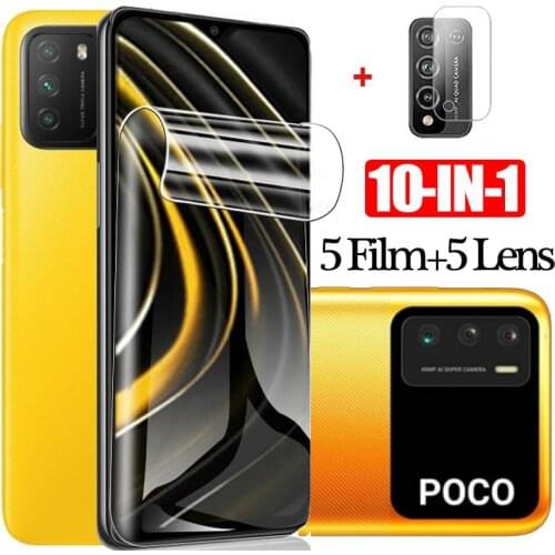 Poco m3, pelicula, Clear Soft Glass for xiaomi pocofone f2 pro f1 Hydrogel Film poco x 3 screen protector poco m3 case silicone