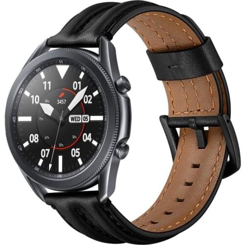 For Samsung Galaxy Watch 3 45mm Band 22mm Premium Leather Wrist Bracelet for Galaxy Watch 46mm/Gear S3 Frontier Classic Strap