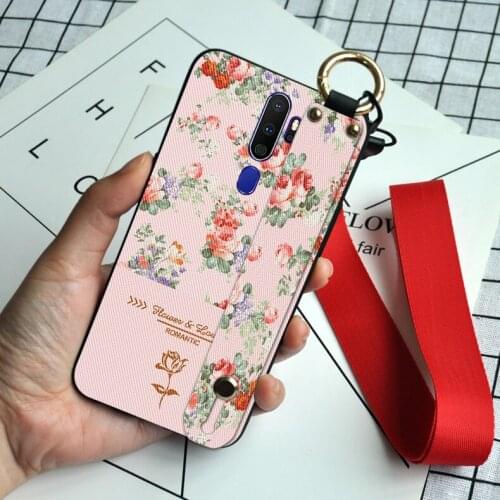 Luxury Neck Lanyard Shell Cover For OPPO A5 A8 A9 A31 2020 Rose Holder Case For OPPO A3S AX5 A7 A71 A72 A83 A92 A92S