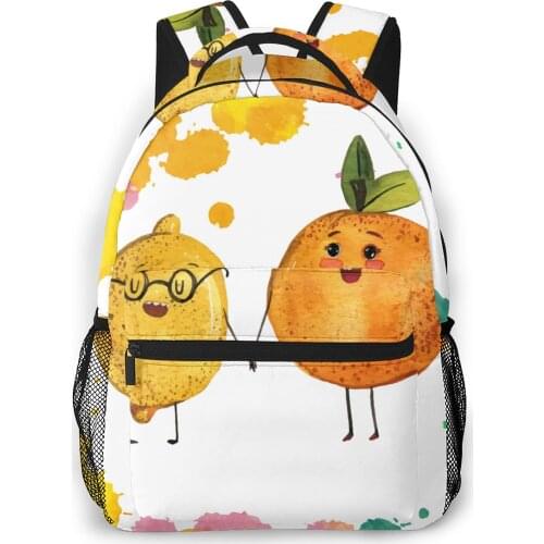 Backpack Women Shoulder Bag For Teenage Girls Friendship Watercolor Lemon Orange Bagpack Female Ladies School Backpack