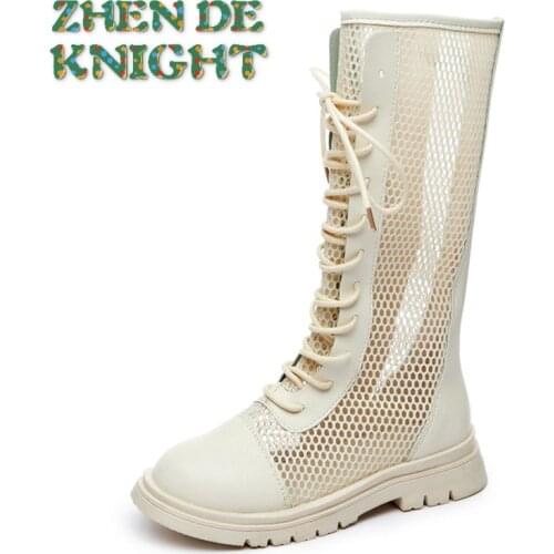 Girls' High Tube Sandals Summer Strapping Roman Shoes Childrens Korean Flat Shoes Boots Fashion Cool Boots