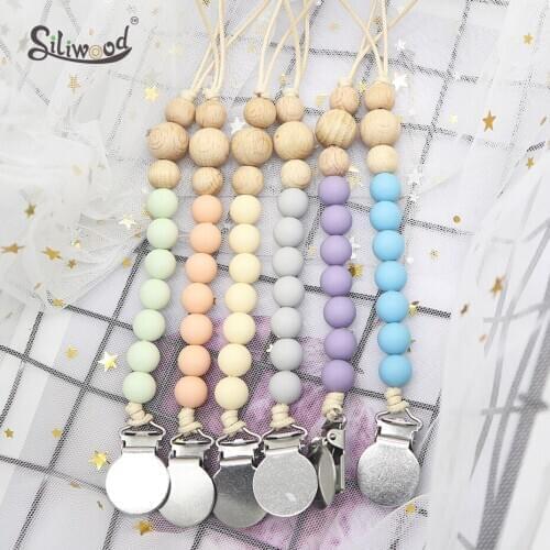 Pacifier Clips Chain Baby Silicone Teething Beads Pacifier Holder Soother Dummy Clip Teether Toys Baby Birthday Shower Gift