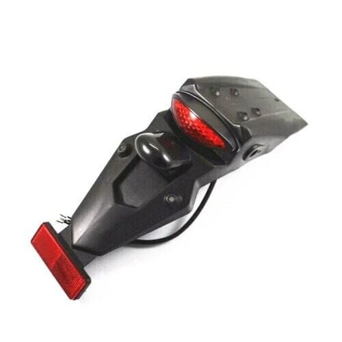 Universal Motorcycle Black Dirt Bike Enduro Rear Fender LED Turn Signal Lights Stop Brake For Yamaha Honda Suzuki Cafe Racer