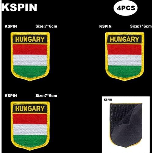 National Flag Patch Hook Loop Hungary Badges Armband 3D Stick on Jacket Backpack Stickers
