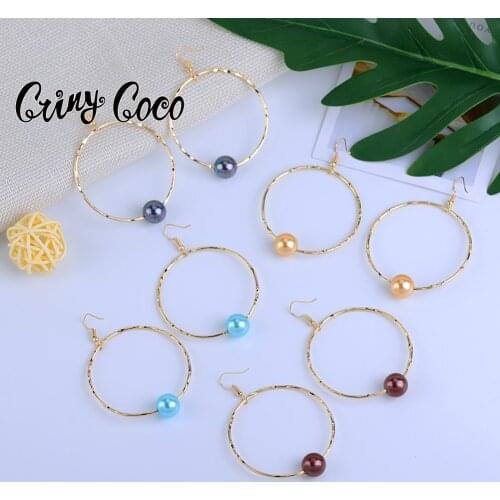 Cring Coco Hawaiian Round Drop Earrings Fashion Polynesian Colorful Pearl Bear Gold Plated Jewelry Dangle Earring 2021 for Women
