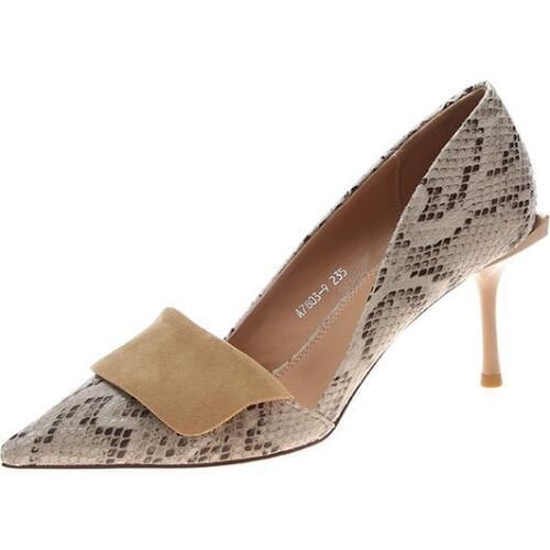 Net Red Small Fresh Girl Snake Pattern Single Shoes Female 2019 New Wild French High Heel Stiletto Pointed Female Shoes