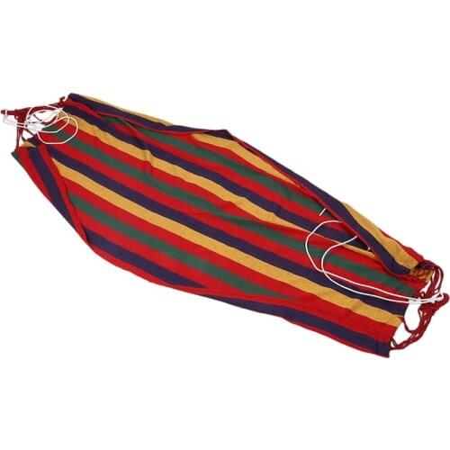 190cm x 80cm Stripe Hang Bed Canvas Hammock 120kg Strong and Comfortable (Red)