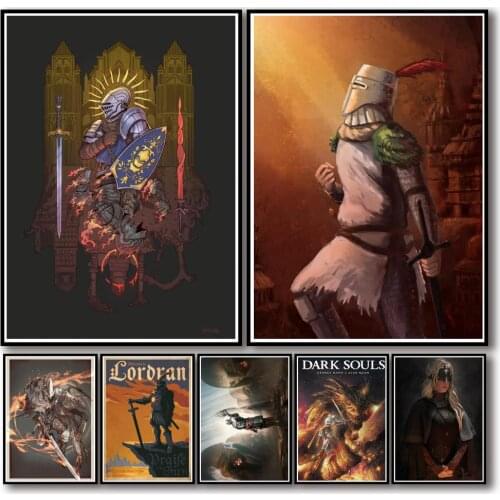 50 Designs Dark Game Souls Whitepaper Poster Protagonist Artwork Fancy Wall Sticker for Coffee House Bar