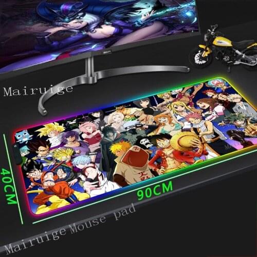 Mairuige Anime Character Large RGB Gamer Mouse Pad LED Lighting USB Keyboard Colorful Desk Mat for Laptop Desktop for Csgo Xxl