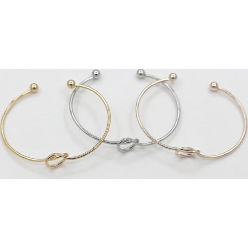 Trendy Round Circular Open Knot Cuff Bangle Bracelets for Women Elegant Gold Color Jewelry Armband Pulseiras