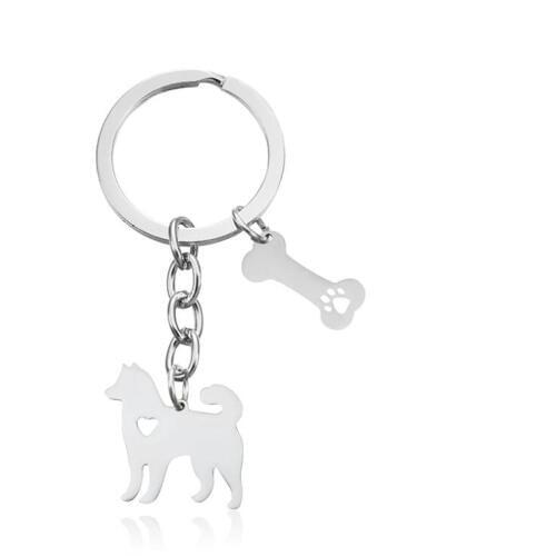Alaska Sled Dog pendant keychain with bone
