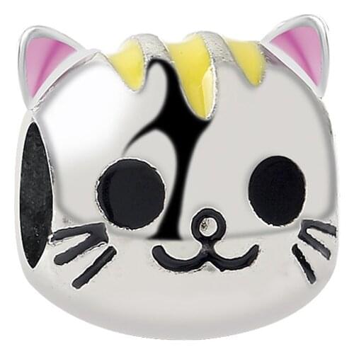 Cartoon Kitten Beads for Jewelry Making Fit Original Pan Cute Coloful Cat Charms Bracelet Women DIY Pulsera Accessories Kid Gift