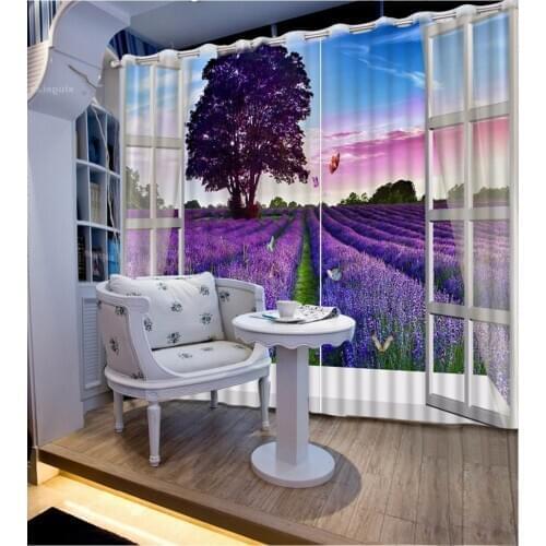 Decorative Curtain Purple Lavender curtains Outside The Window 3D Bathroom Shower Curtain Blackout Curtain Fabric Curtain Design