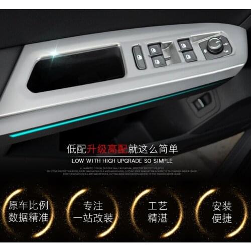 For Volkswagen Teramont 2017 4 PC Car ABS Chrome Door Window Glass Inner Panel Armrest Lift Switch Button Trim Cover Car-styling