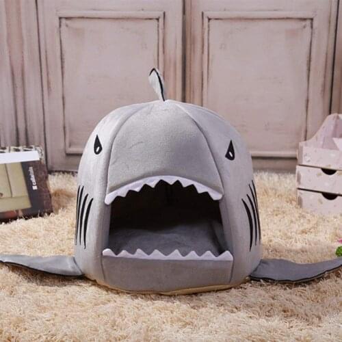Pet Nest 1Pc Autumn Winter Shark Shape Pet Dog Cat Puppy Bed Warm Cushion Soft Kennel Nest