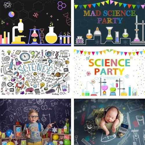 Mad Scientist Invitation Backdrop Science Party Boy Birthday Photography Background Baby Shower For Photo Studio Photozone Decor