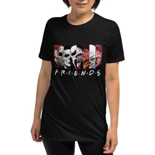 Horror Friends Tv Shows Graphic T Shirts Womens Clothes Funny Skull T Shirt & Tops Goth Tops Cool Metal T-shirt Summer Fashion
