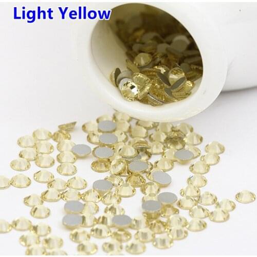 Good Quality ss3-ss34 Jonquil /Light Yellow Flat Back Glass Crystal Nail Art Non Hotfix Glue On Rhinestones