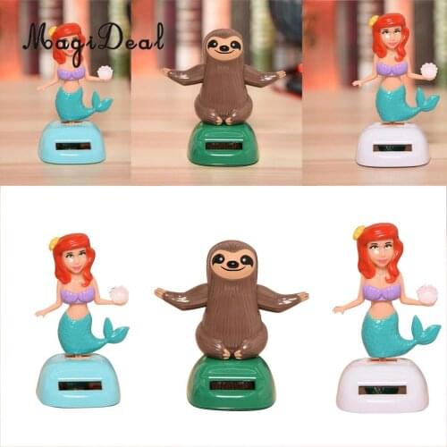 Solar Powered Bobbling Toy Shaking Head Ornaments Doll Toys for Car Window Table Desk Decoration