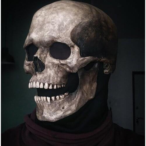 Halloween Horror Decoration Full Head Skull Mask/Helmet Movable Jaw 2021 Creative Funny Unisex Adults Scary Mascaras Halloween