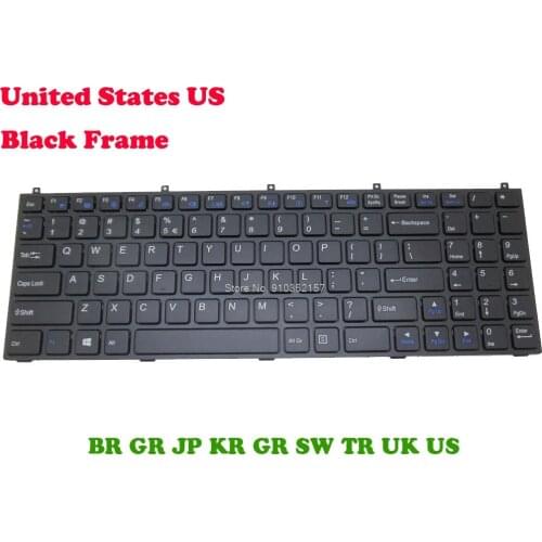 With Frame US Keyboard For CLEVO M980NU German GR Brazil BR United States US Japanese JP Swiss United Kingdom UK Spain Portugal