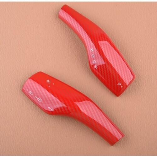 2pcs/set Red Car Front Steering Wheel Paddle Shift Trim Cover Decoration Fit for Tesla Model 3 Y 2019 2020 Carbon Fiber Style