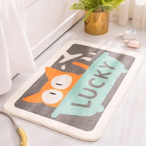 Creative Crystal Velvet Cartoon Floor Mat Toilet Bathroom Absorbent Door Mat Household Door Foot pad Bedroom Carpet Prayer Mats
