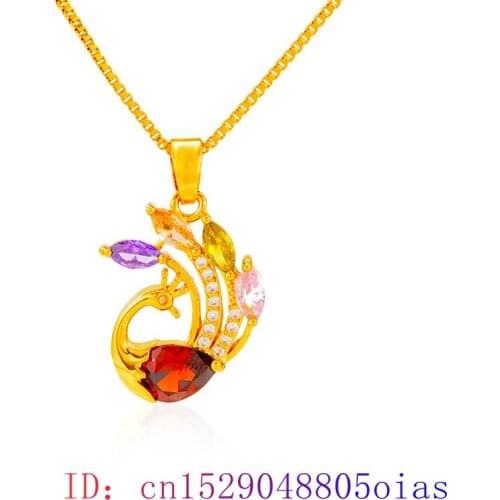 Crystal Phoenix Pendant Natural Charm Gifts Necklace Zircon Jewelry Amulet Women 925 Silver Fashion Chalcedony