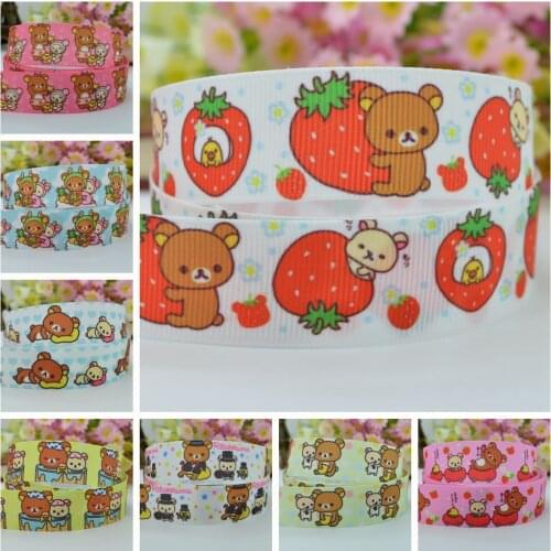 SUPWRF 16 22mm 38 50 75mm Rilakkuma CUTE Printed grosgrain ribbon hair bow DIY hair accessories decoration 50 Yards B0929